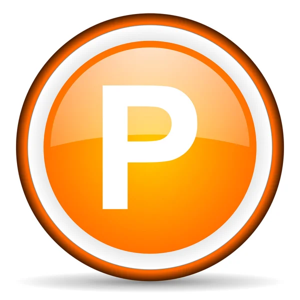 Park pomarańczowy koło błyszczący ikona na białym tle — Zdjęcie stockowe