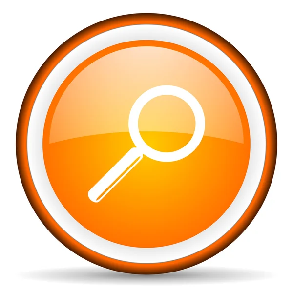 Search orange glossy circle icon on white background — Stock Photo, Image