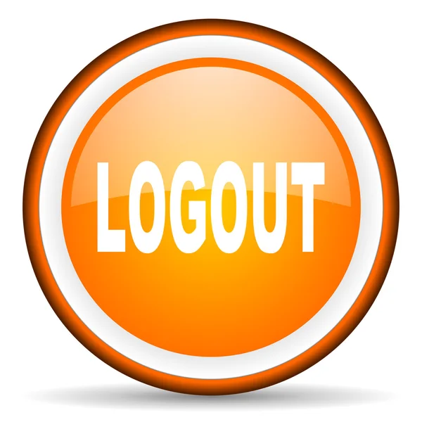 Logout orange glossy circle icon on white background — Stock Photo, Image