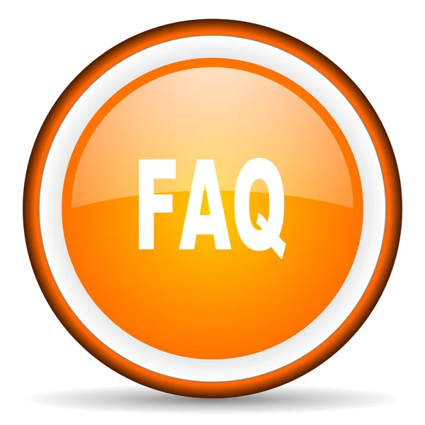 在白色背景上的 faq 橙色光泽圆圈图标 — 图库照片