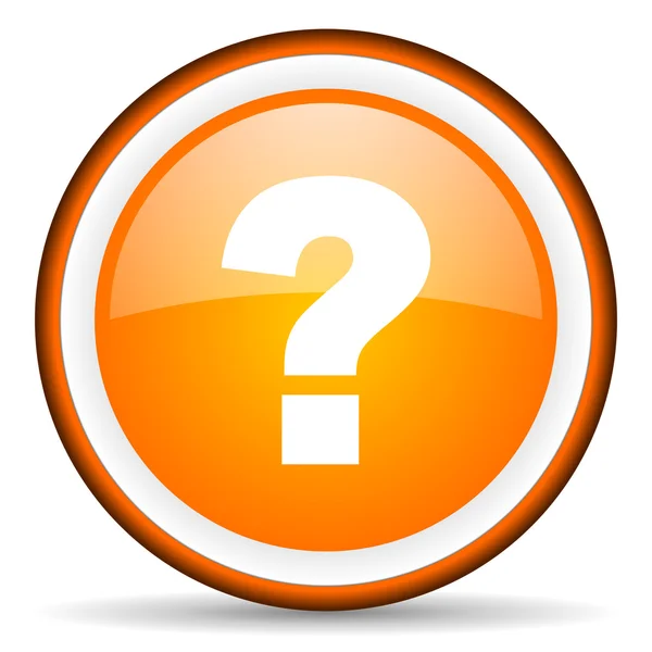 Question mark orange glossy circle icon on white background — Stock Photo, Image