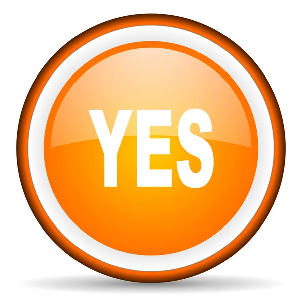 Yes orange glossy circle icon on white background — Stock Photo, Image