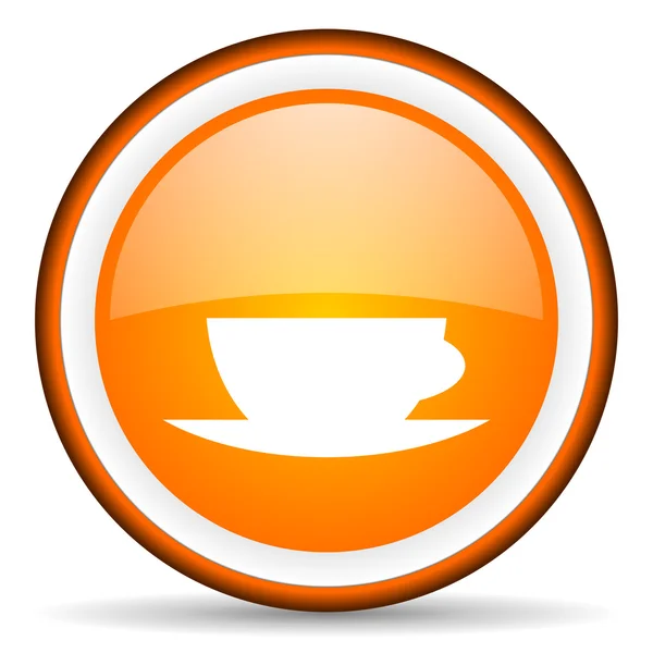 Coffee cup orange glossy circle icon on white background — Stock Photo, Image