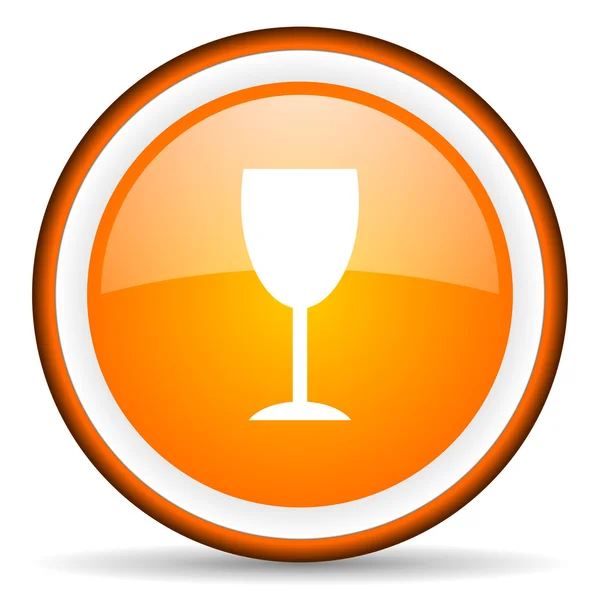 Ícone círculo brilhante laranja de vidro no fundo branco — Fotografia de Stock