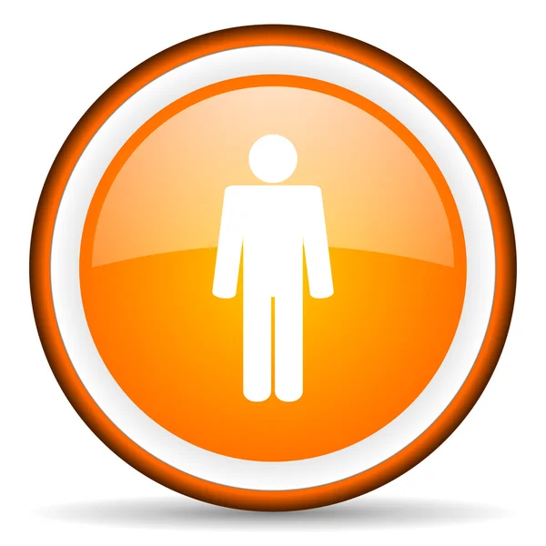 Человек оранжевый глянцевый круг значок на белом фоне — стоковое фото