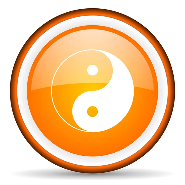 Ying yang pomarańczowe koło błyszczący ikona na białym tle — Zdjęcie stockowe