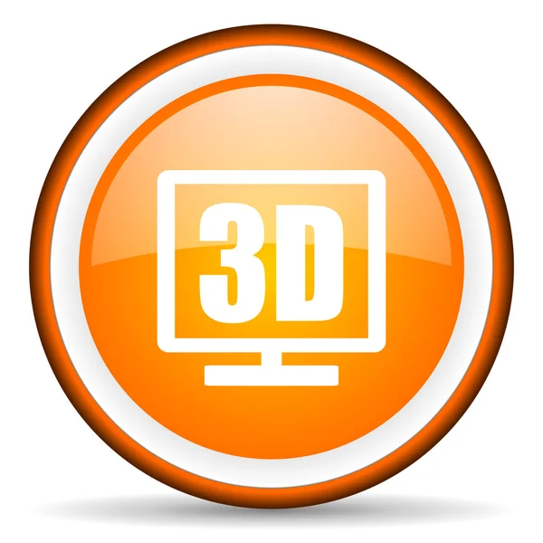 3D-weergave oranje glanzende cirkel pictogram op witte achtergrond — Stockfoto