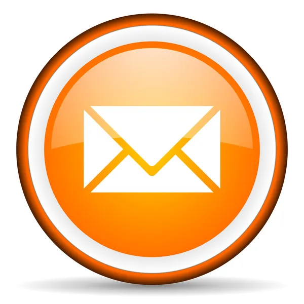 Mail orange glossy circle icon on white background — Stock Photo, Image