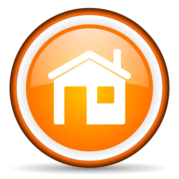 Home orange glossy circle icon on white background — Stock Photo, Image