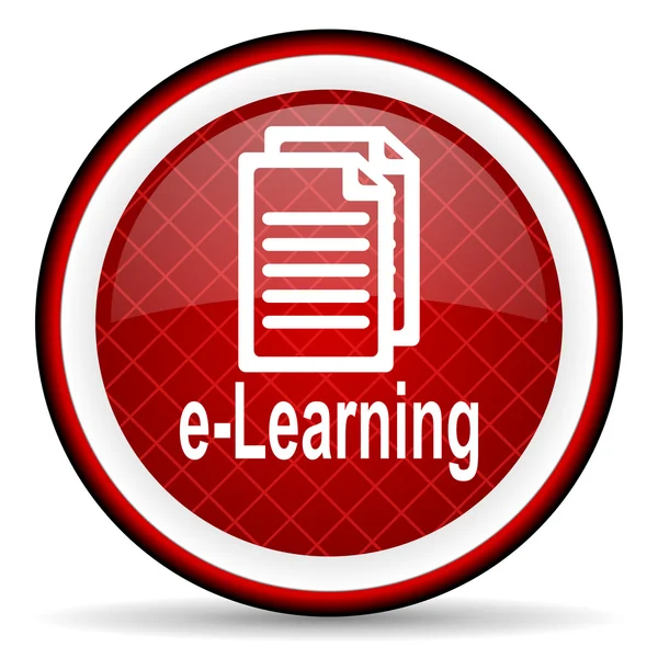 E-learning icona lucida rossa su sfondo bianco — Foto Stock