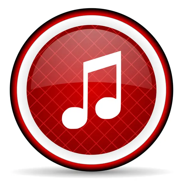 Music red glossy icon on white background — Stock Photo, Image