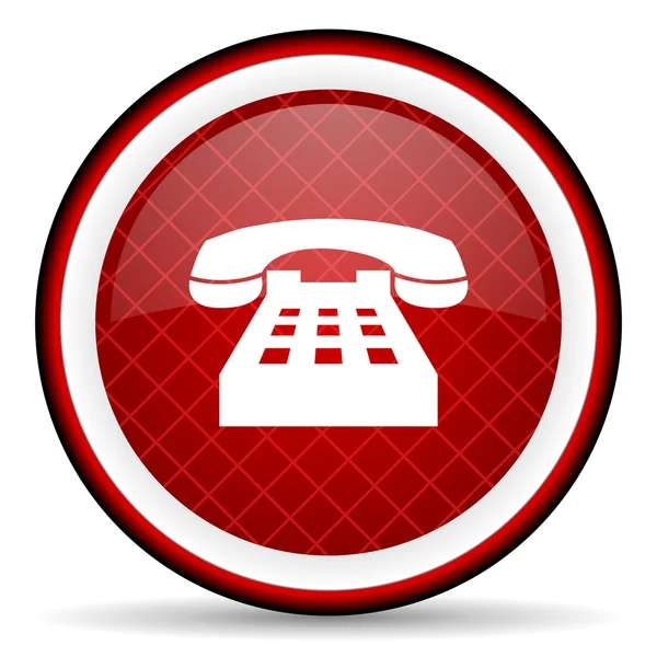 Beyaz zemin üzerine kırmızı telefon parlak simgesi — Stok fotoğraf