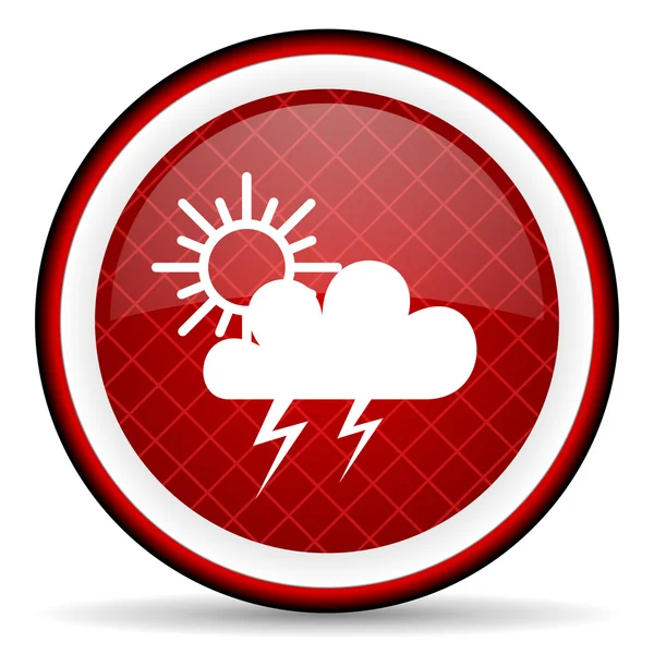Lesklý ikony počasí červené na bílém pozadí — Stock fotografie