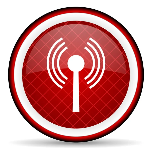 Icona lucida rossa wifi su sfondo bianco — Foto Stock