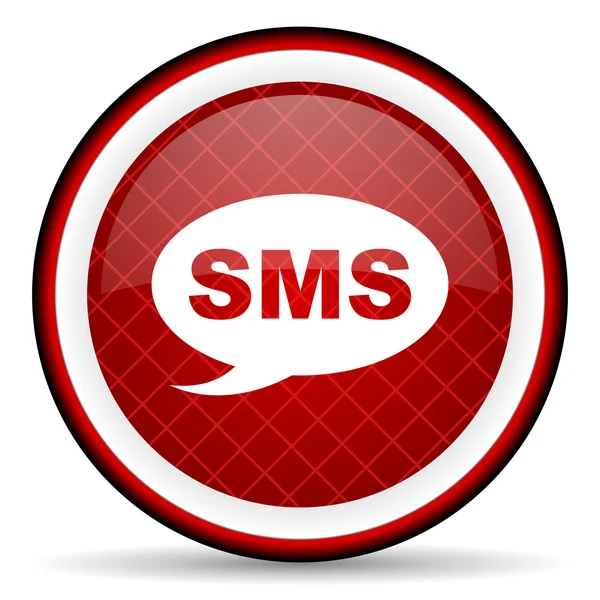 SMS piros fényes ikon fehér háttér — Stock Fotó
