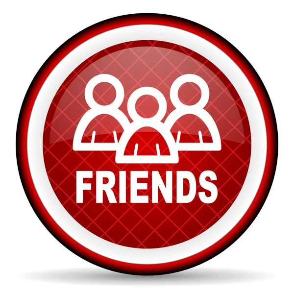 Friends red glossy icon on white background — Stock Photo, Image