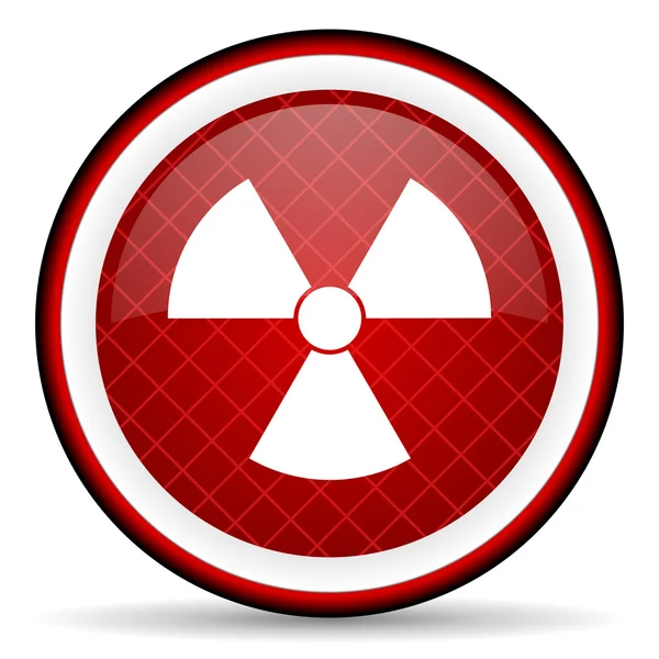 Beyaz zemin üzerine kırmızı radyasyon parlak simgesi — Stok fotoğraf