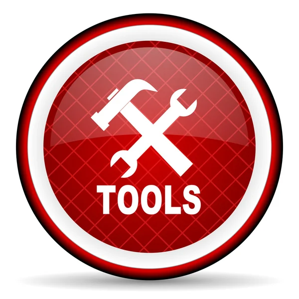 Werkzeuge rotes Hochglanz-Symbol auf weißem Hintergrund — Stockfoto