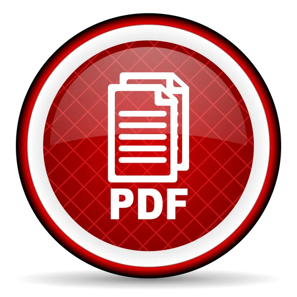 Lesklý ikona PDF červené na bílém pozadí — Stock fotografie