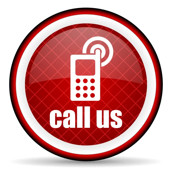 Call us red glossy icon on white background — Stock Photo, Image