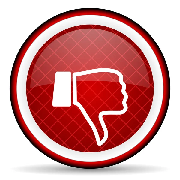 Thumb down red glossy icon on white background — Stock Photo, Image