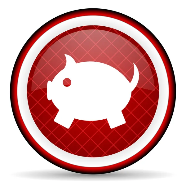 Piggy banco vermelho brilhante ícone no fundo branco — Fotografia de Stock