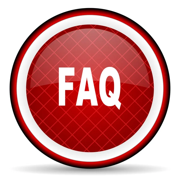 Faq red glossy icon on white background — Stock Photo, Image