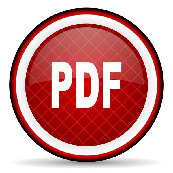 Pdf red glossy icon on white background — Stock Photo, Image