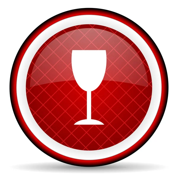 Fehér háttér piros üveg fényes ikonra — Stock Fotó