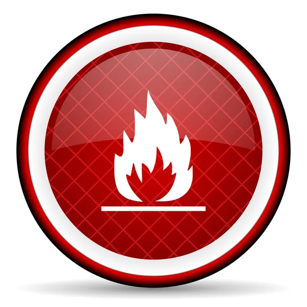 Plameny červené lesklé ikona na bílém pozadí — Stock fotografie