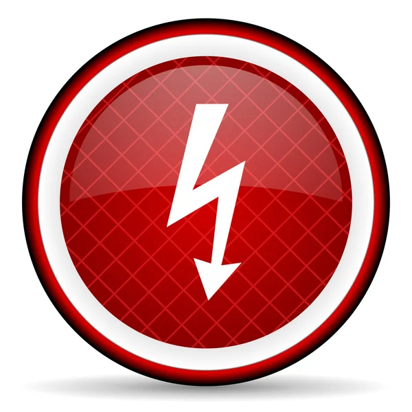 Lightning red glossy icon on white background — Stock Photo, Image