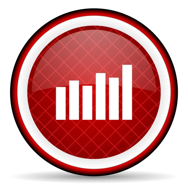 Bar graph red glossy icon on white background — Stock Photo, Image