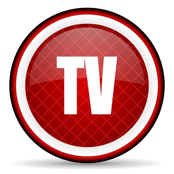 Tv icona lucida rossa su sfondo bianco — Foto Stock