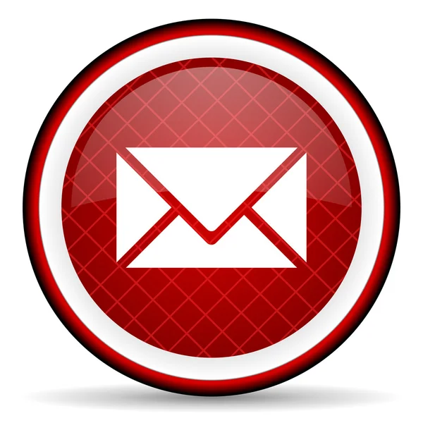 Mail red glossy icon on white background — Stock Photo, Image