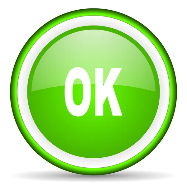 Ok green glossy icon on white background — Stock Photo, Image