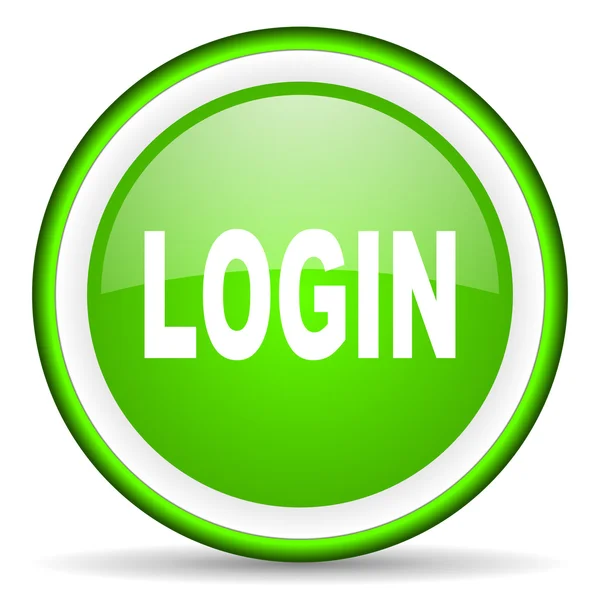 Login groene glanzende pictogram op witte achtergrond — Stockfoto