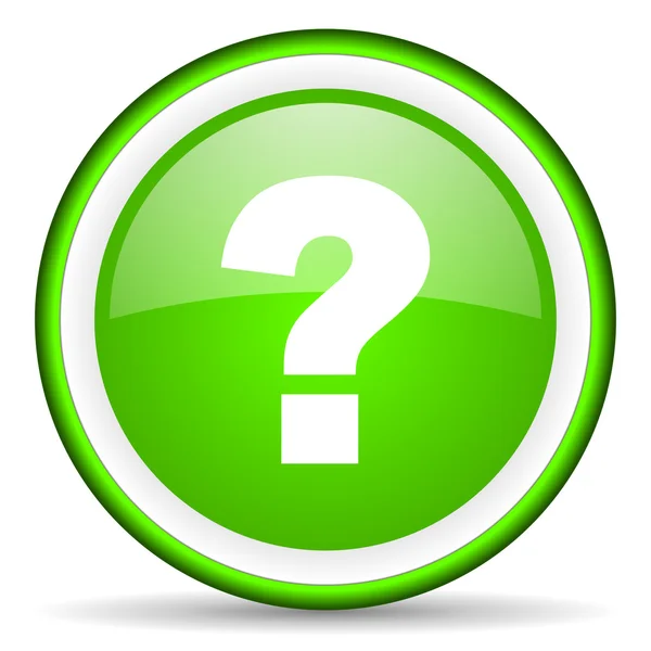 Punto interrogativo icona verde lucido su sfondo bianco — Foto Stock