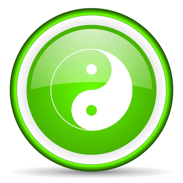 Ying yang groene glanzende pictogram op witte achtergrond — Stockfoto