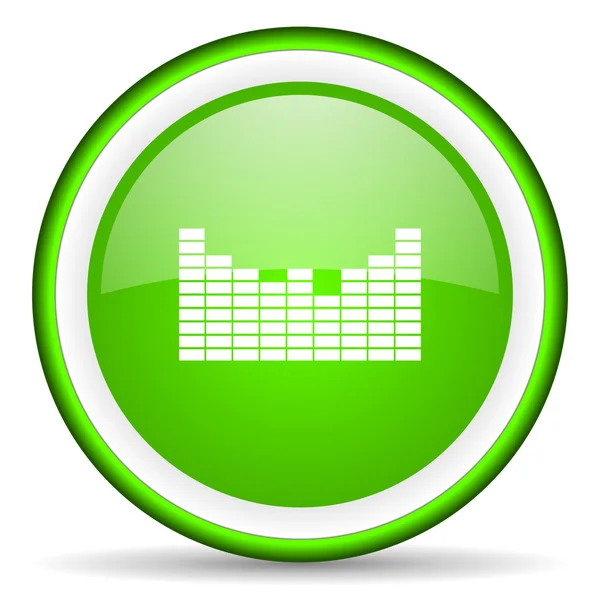 Groene glanzende pictogram geluid op witte achtergrond — Stockfoto
