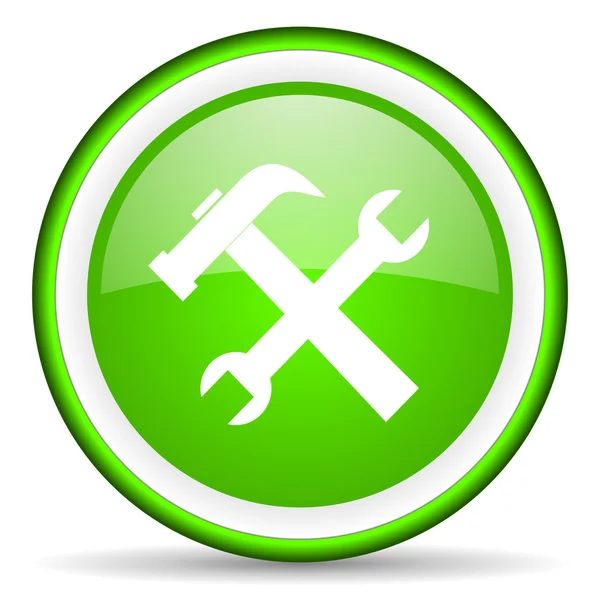 Tools green glossy icon on white background — Stock Photo, Image