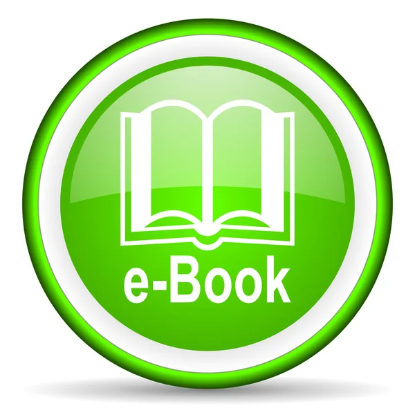 E-book green glossy icon on white background — Stock Photo, Image