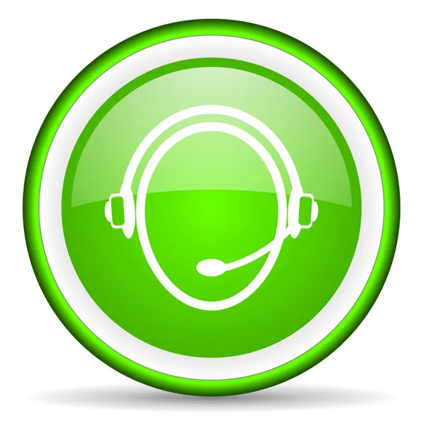 Servizio clienti icona verde lucido su sfondo bianco — Foto Stock
