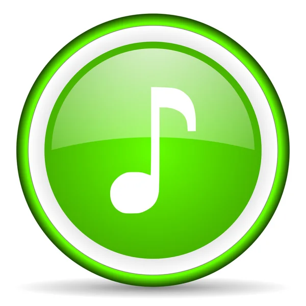 Musica icona verde lucido su sfondo bianco — Foto Stock