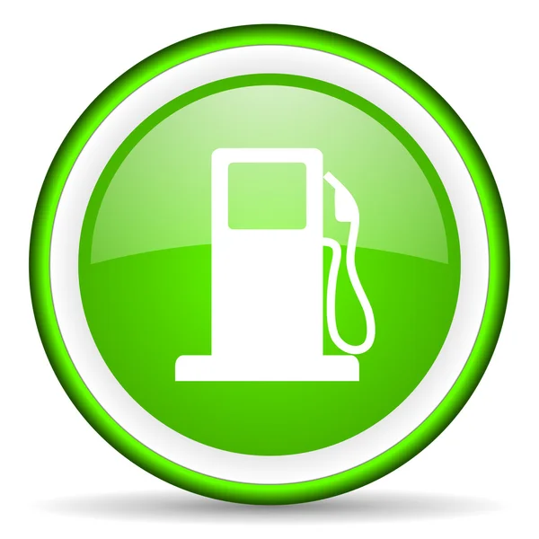 Groene brandstof glanzende pictogram op witte achtergrond — Stockfoto