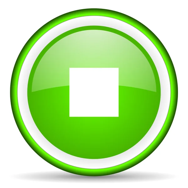 Stop icono brillante verde sobre fondo blanco —  Fotos de Stock