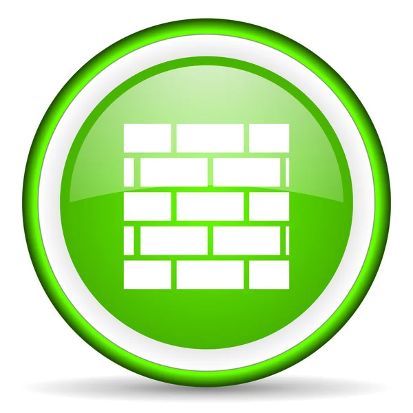 Firewall green glossy icon on white background — Stock Photo, Image