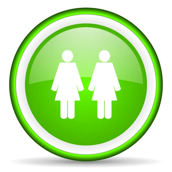 Couple green glossy icon on white background — Stock Photo, Image