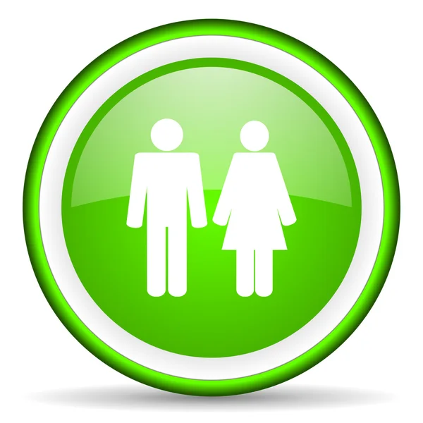 Couple green glossy icon on white background — Stock Photo, Image