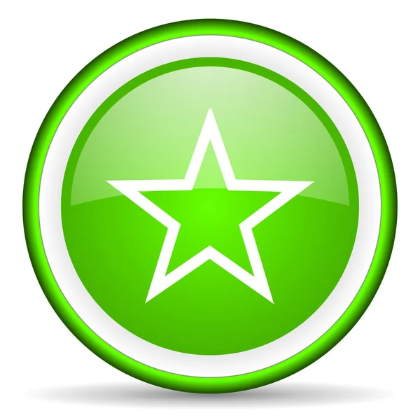 Star green glossy icon on white background — Stock Photo, Image