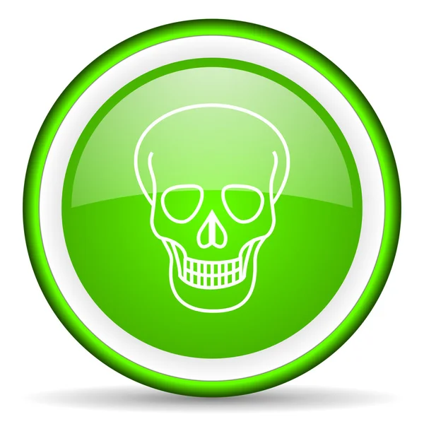 Skull green glossy icon on white background — Stock Photo, Image